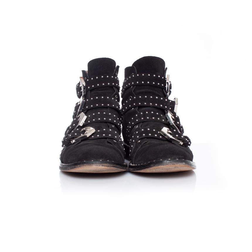 Givenchy, black studded buckled boots In Good Condition For Sale In AMSTERDAM, NL