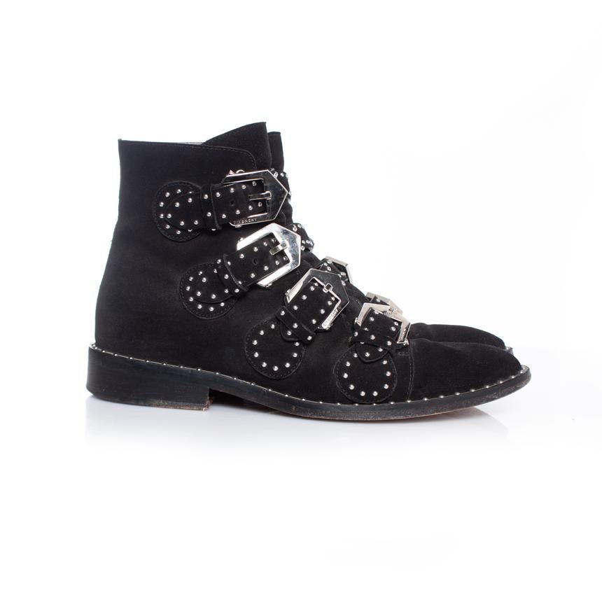 Women's Givenchy, black studded buckled boots For Sale