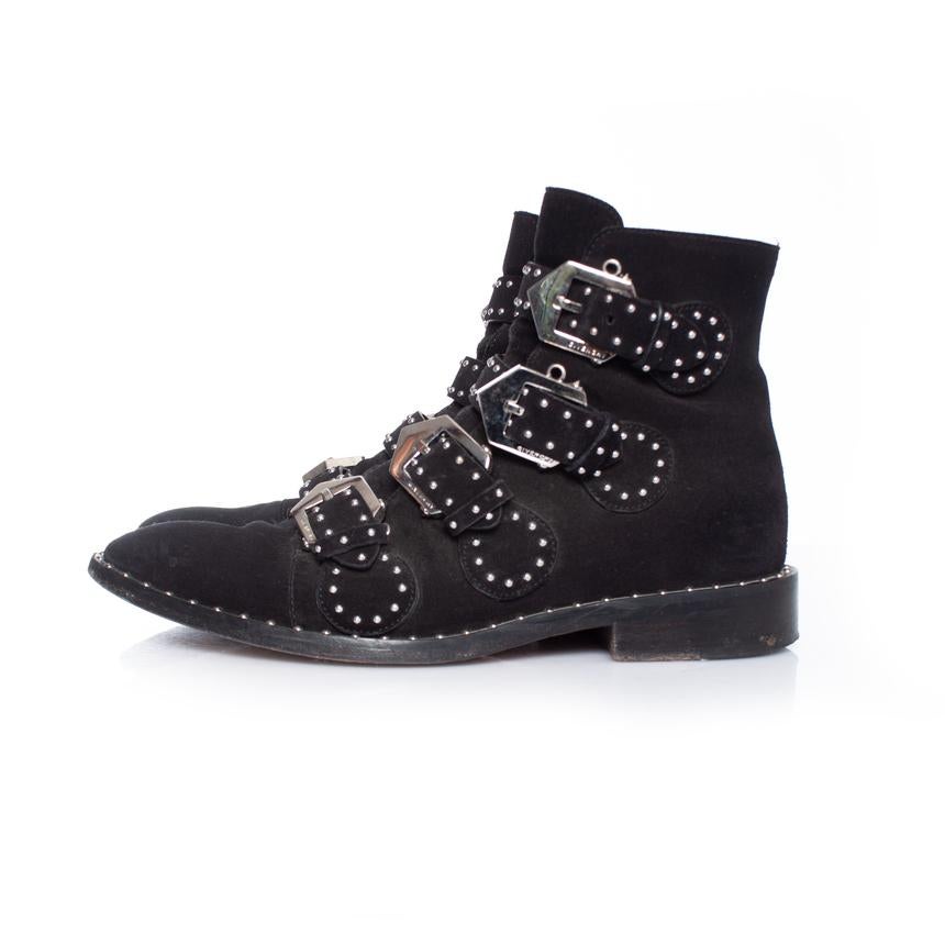 Givenchy, black studded buckled boots For Sale 2