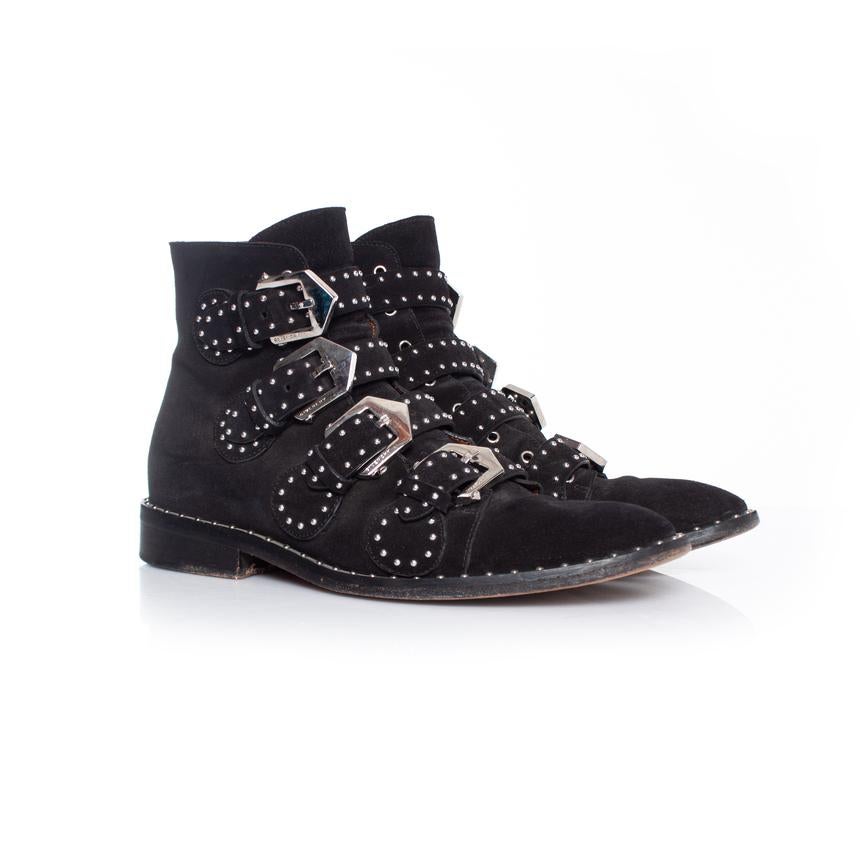 Givenchy, black studded buckled boots For Sale 3