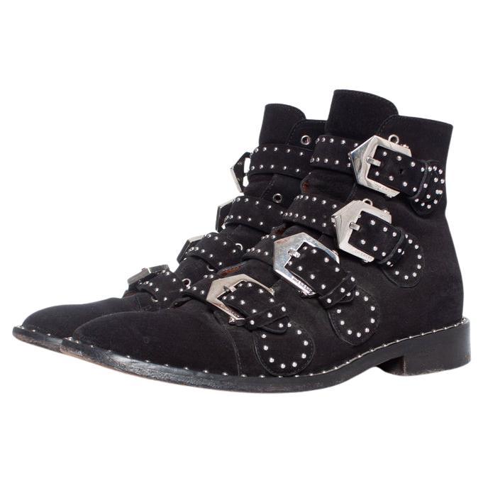 Givenchy, black studded buckled boots For Sale
