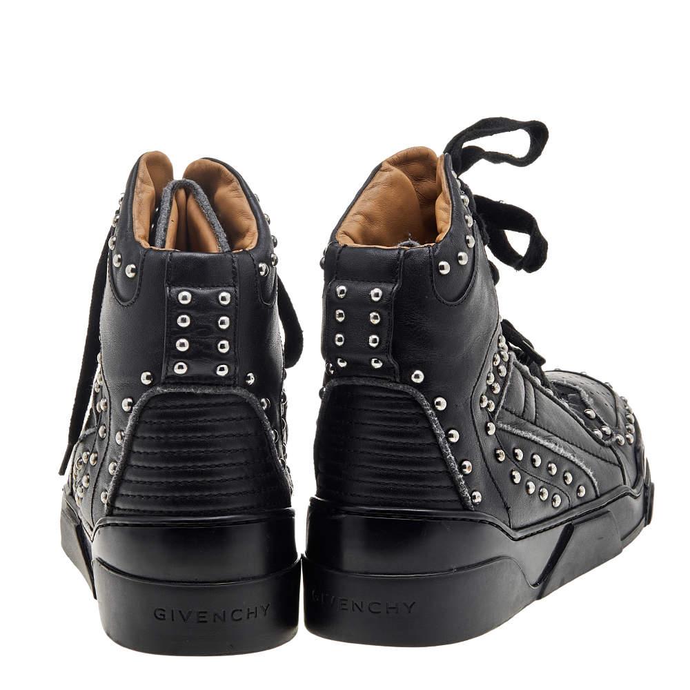 Women's Givenchy Black Studded Leather Tyson High Top Sneakers Size 40 For Sale