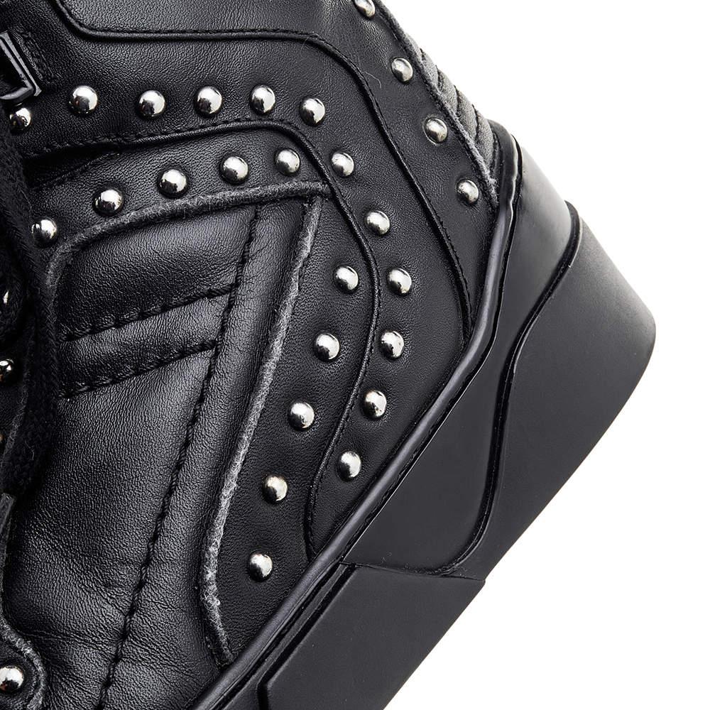 Givenchy Black Studded Leather Tyson High Top Sneakers Size 40 For Sale 2