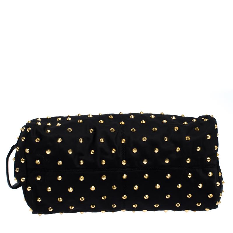 Women's Givenchy Black Studded Nylon Satchel Bag