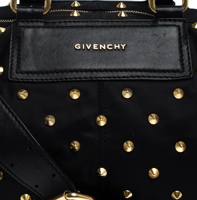 Givenchy Black Studded Nylon Satchel Bag In Good Condition In Dubai, Al Qouz 2