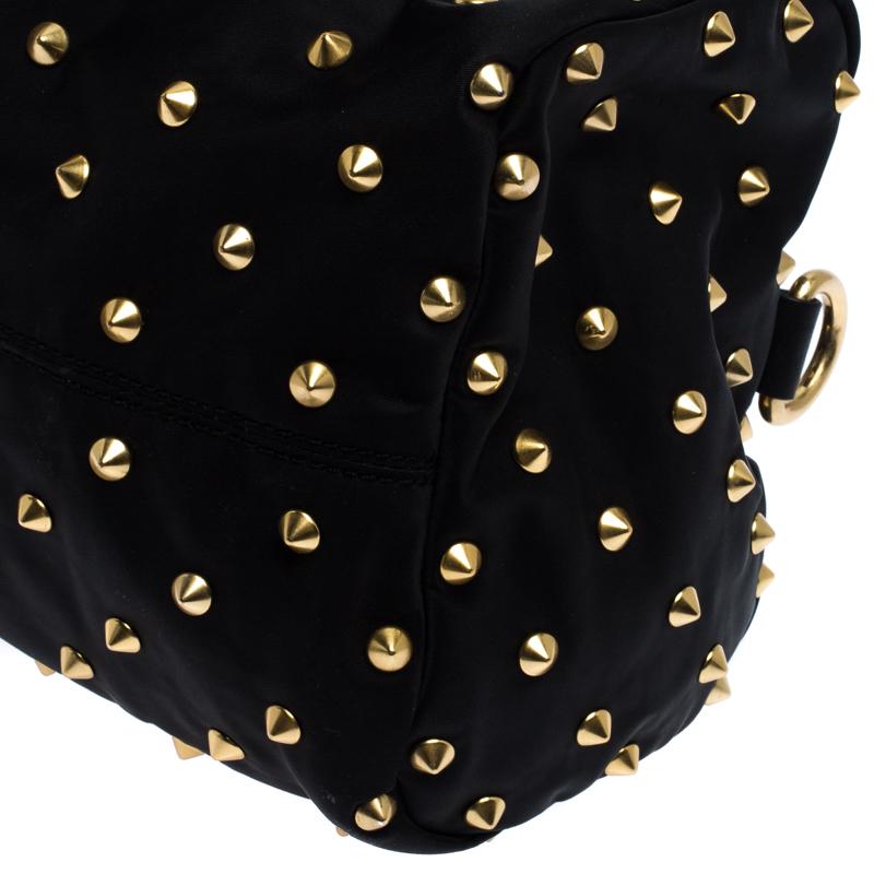 Women's Givenchy Black Studded Nylon Satchel Bag