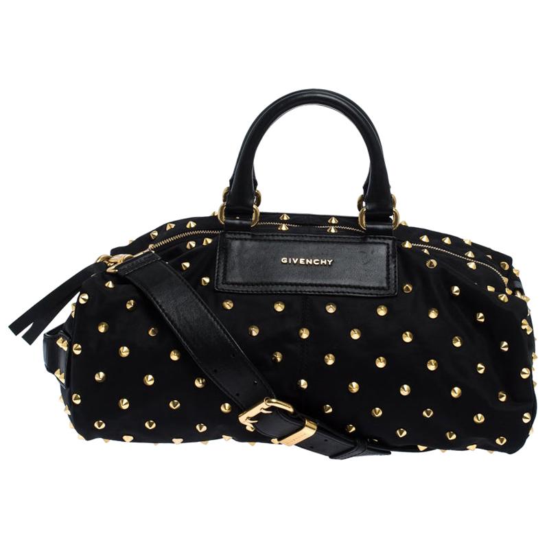 Givenchy Black Studded Nylon Satchel Bag