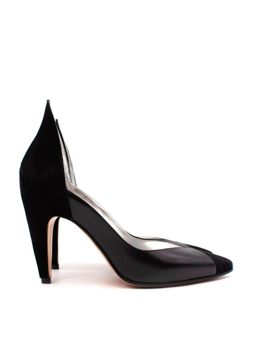 Givenchy Black Suede & Leather Sculpted Heel Pumps

- 1980's inspired silhouette with contrasting leather and suede panels and a sculpted high-rise heel cuff
- Set on a high, curved heel

Materials: 
100% leather 

Made in Italy

PLEASE NOTE, THESE