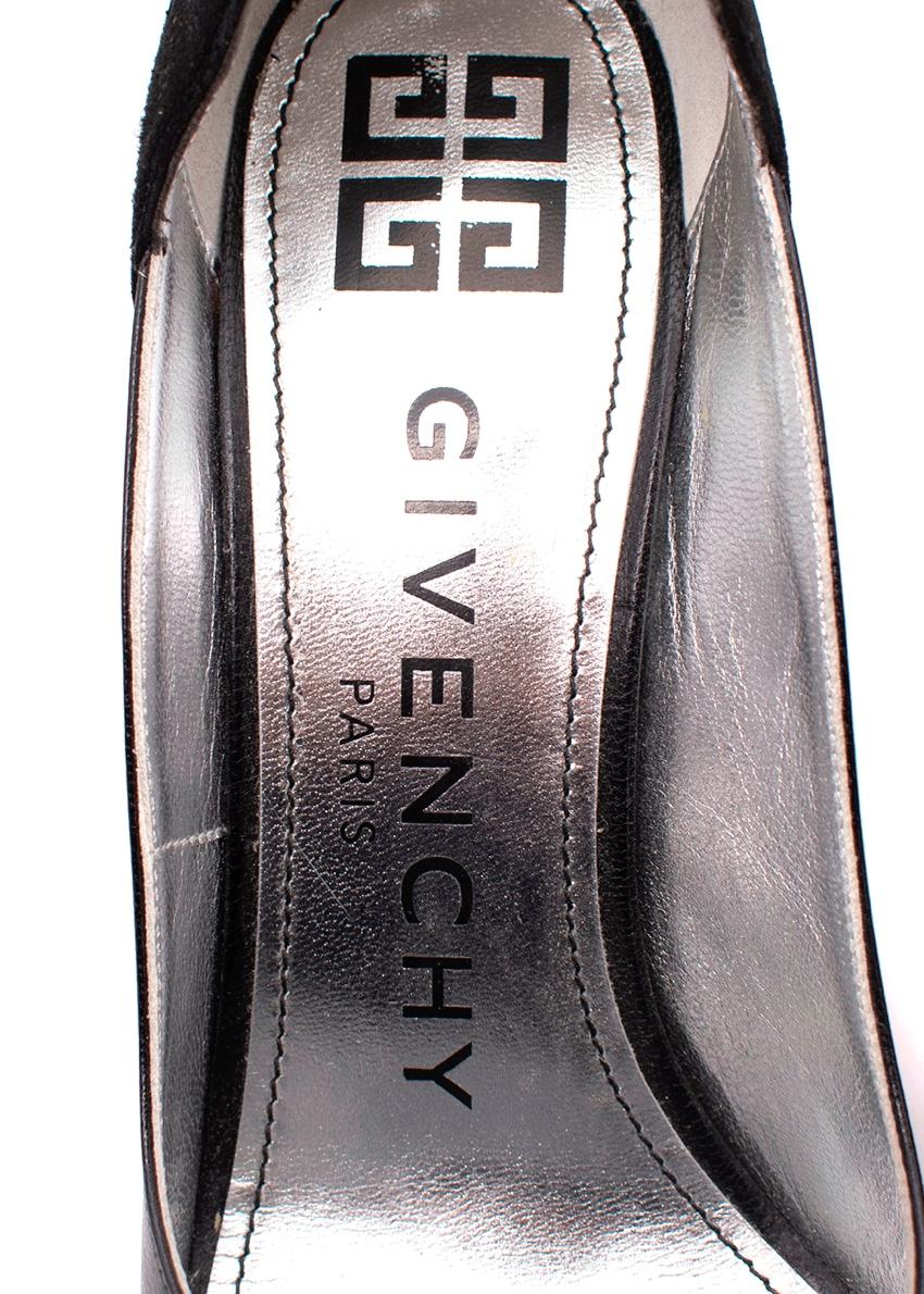 Givenchy Black Suede & Leather Sculpted Heel Pumps EU 37.5, US 6 In Excellent Condition For Sale In London, GB