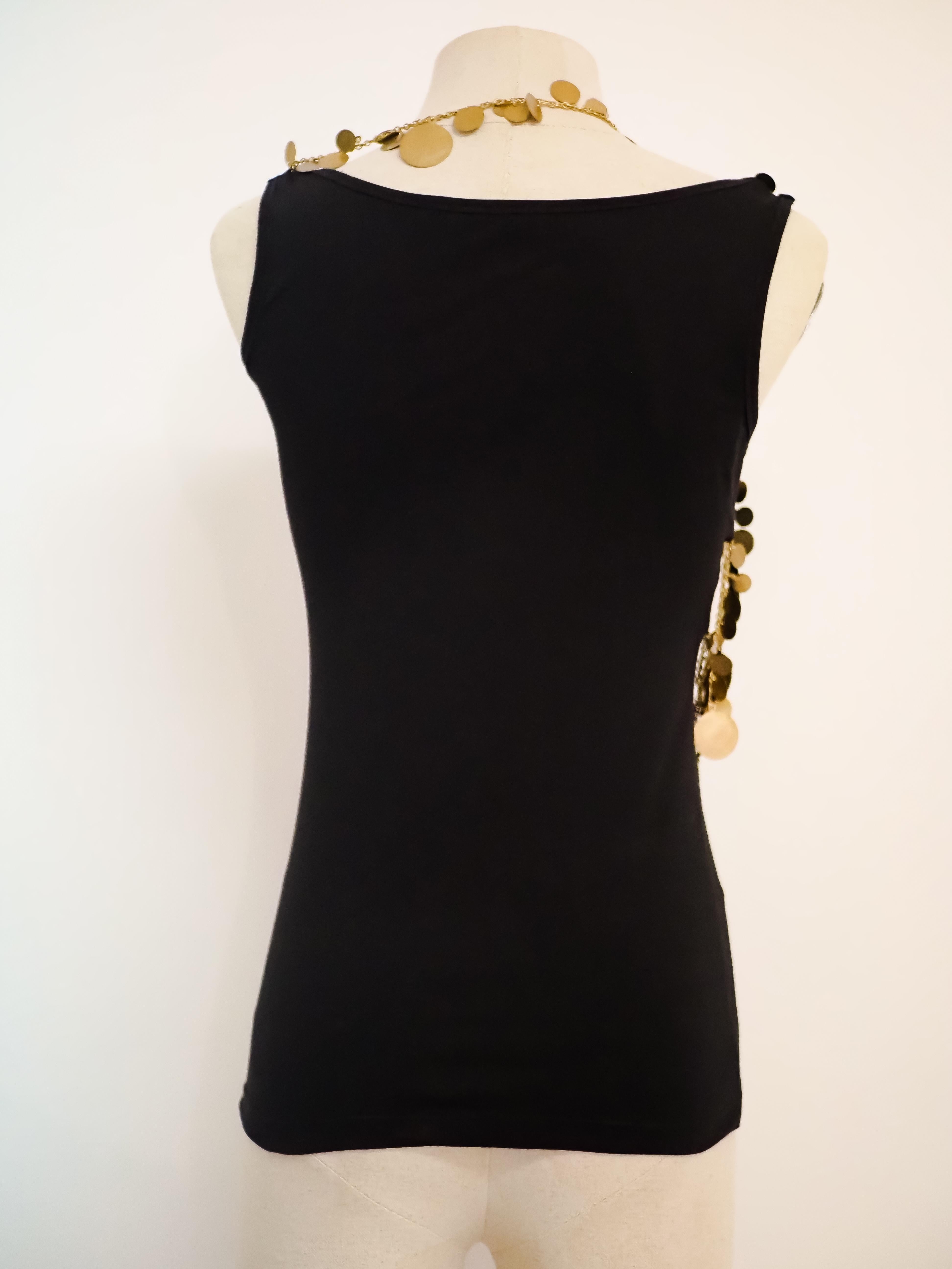 Women's Givenchy black tank top with gold medals all over For Sale