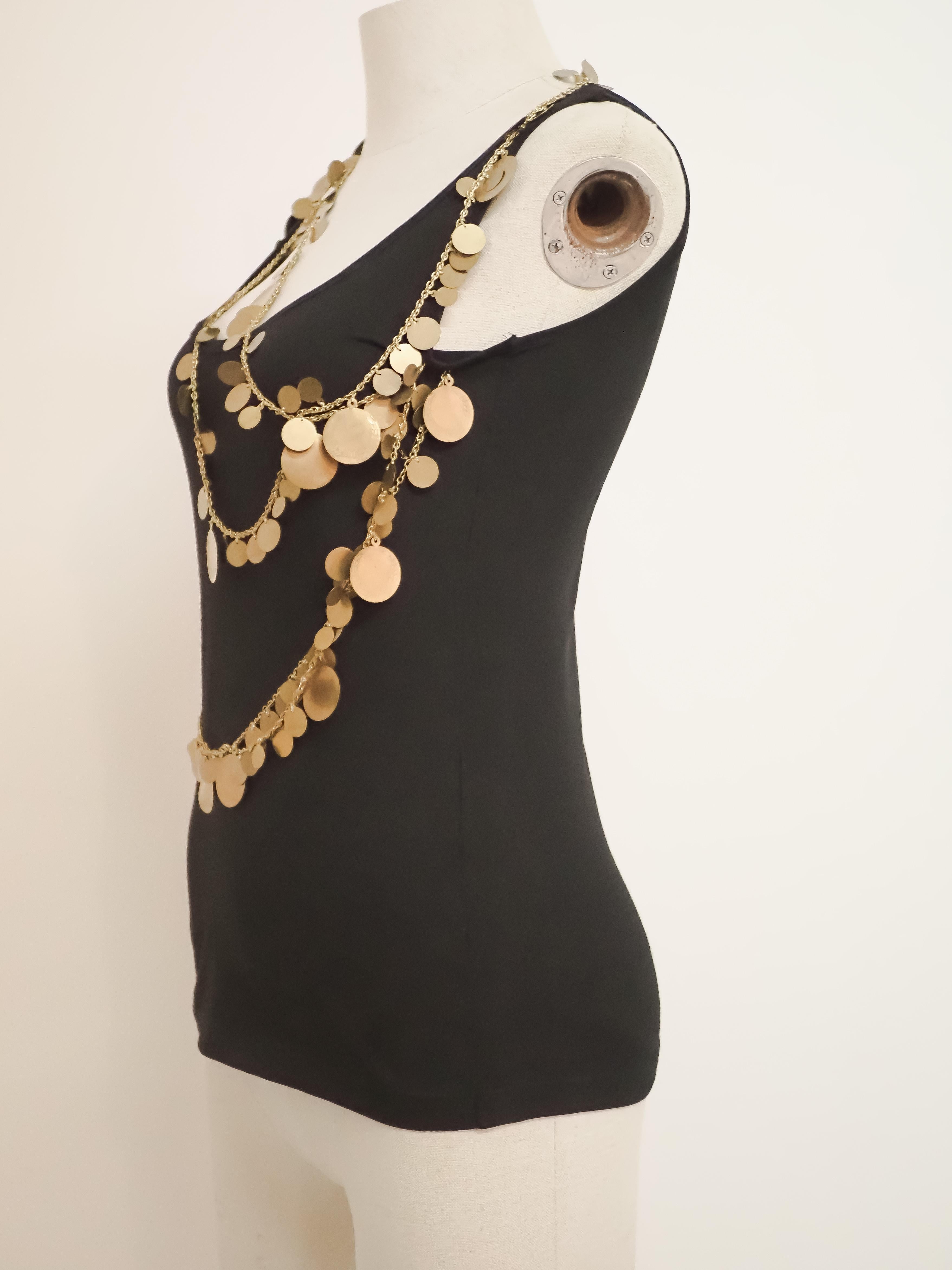 Givenchy black tank top with gold medals all over For Sale 2