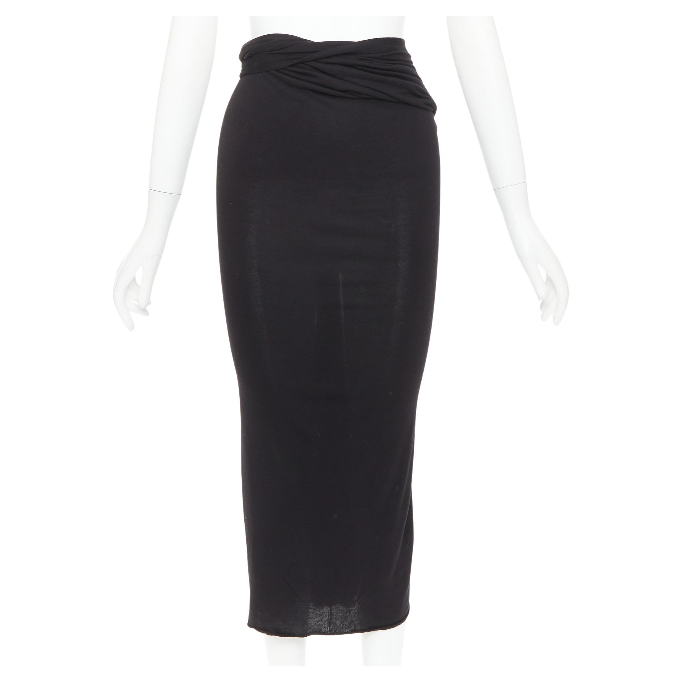 GIVENCHY falda midi lápiz alta de jersey con cintura drapeada y twist negro XS