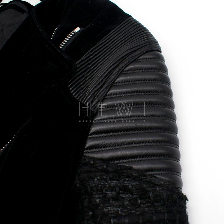 Giacca Givenchy in velluto nero, tweed e pelle - Taglia US 4 in vendita 1