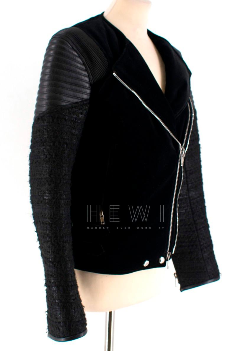 Giacca Givenchy in velluto nero, tweed e pelle - Taglia US 4 in vendita 4