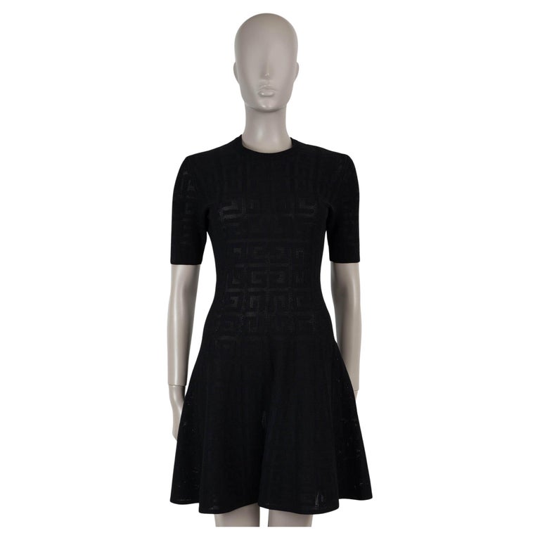 GIVENCHY black viscose 4G POINTELLE KNIT Dress S For Sale at 1stDibs