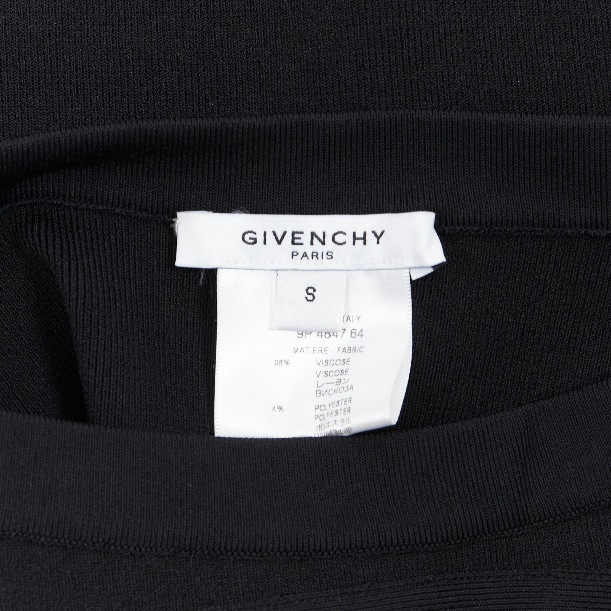 GIVENCHY black viscose knit curved circular trimming stretch pencil skirt S For Sale 3