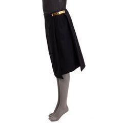 GIVENCHY black viscose METAL DETAIL PANELED Skirt 42 L