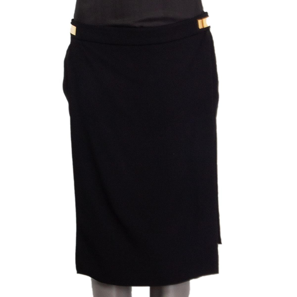 Women's GIVENCHY black viscose METAL DETAIL PANELED Skirt 42 L For Sale