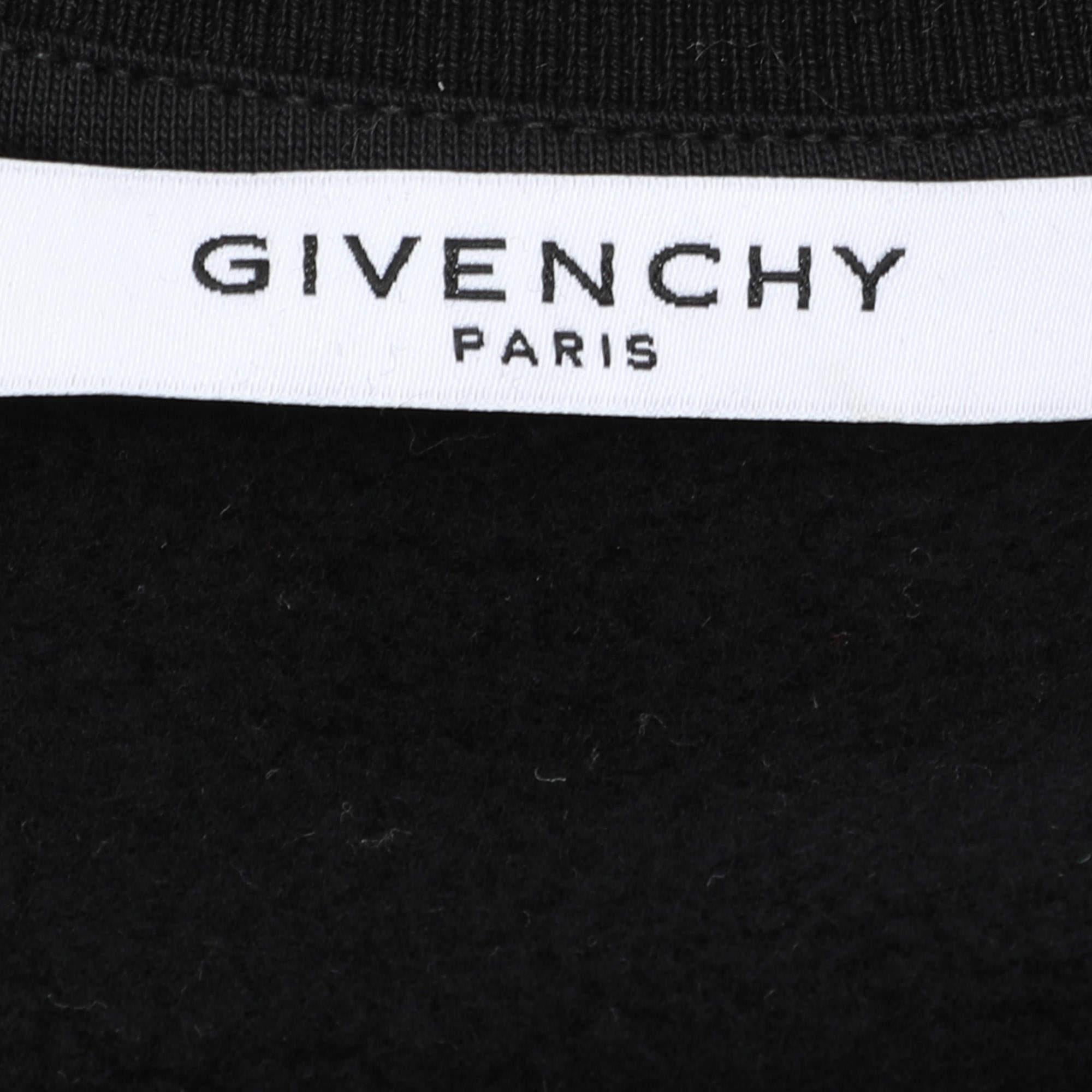 Men's Givenchy Black/White Cotton Knit Logo Embroidered Crew Neck Sweatshirt XS