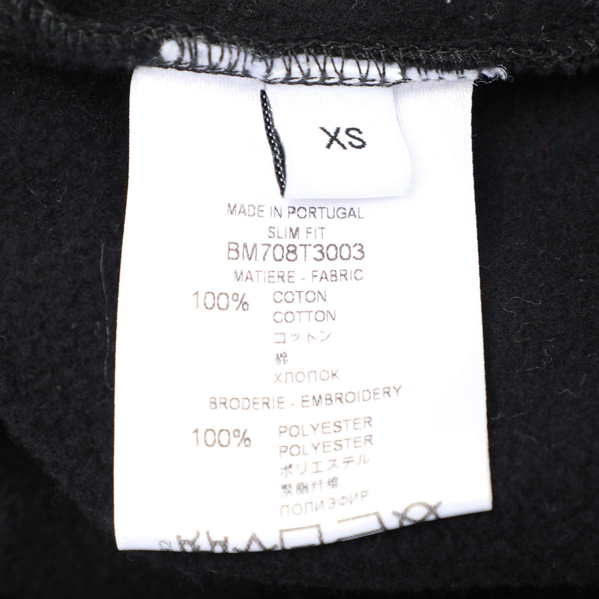 Givenchy Black/White Cotton Knit Logo Embroidered Crew Neck Sweatshirt XS 2