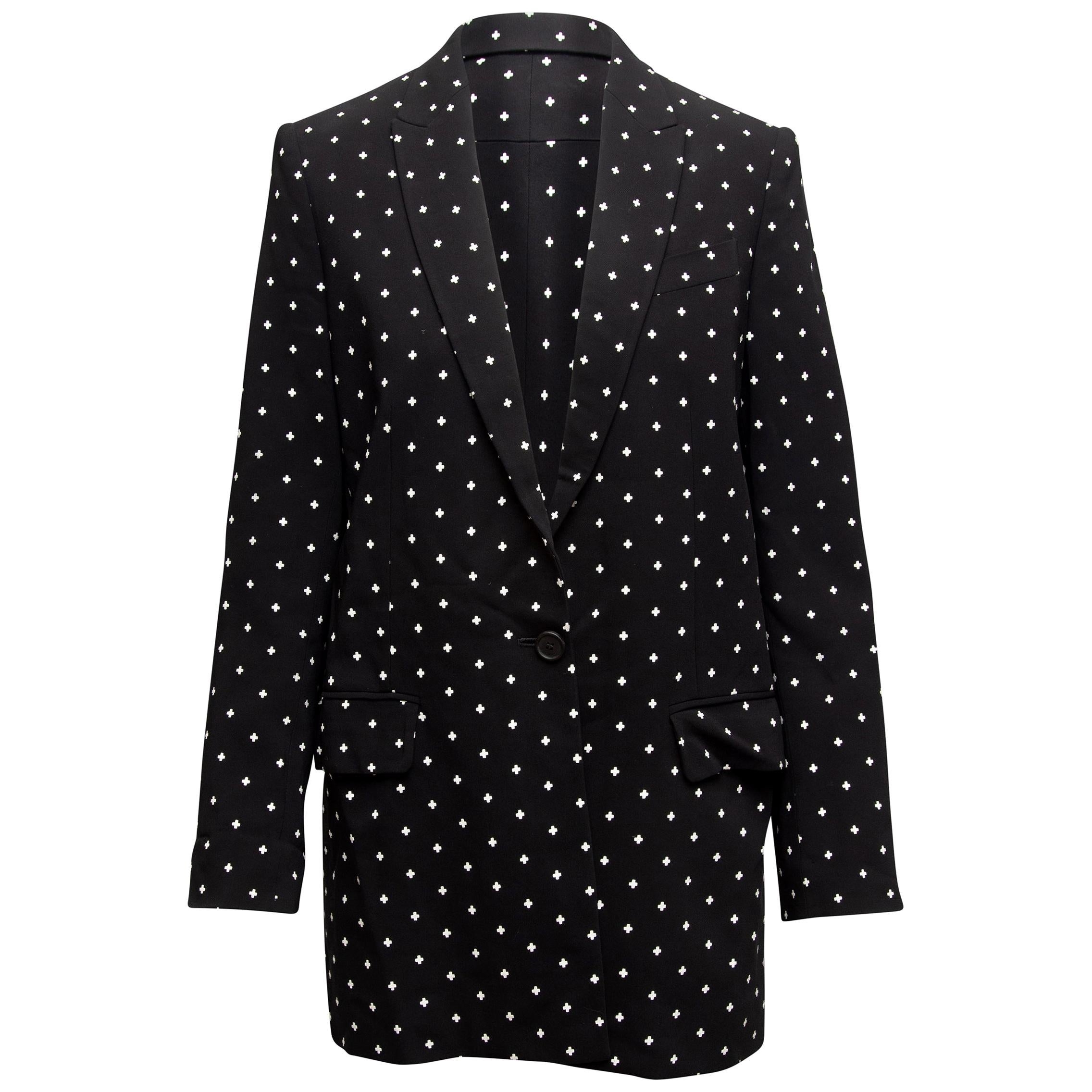 Givenchy Black & White Cross Printed Longline Blazer