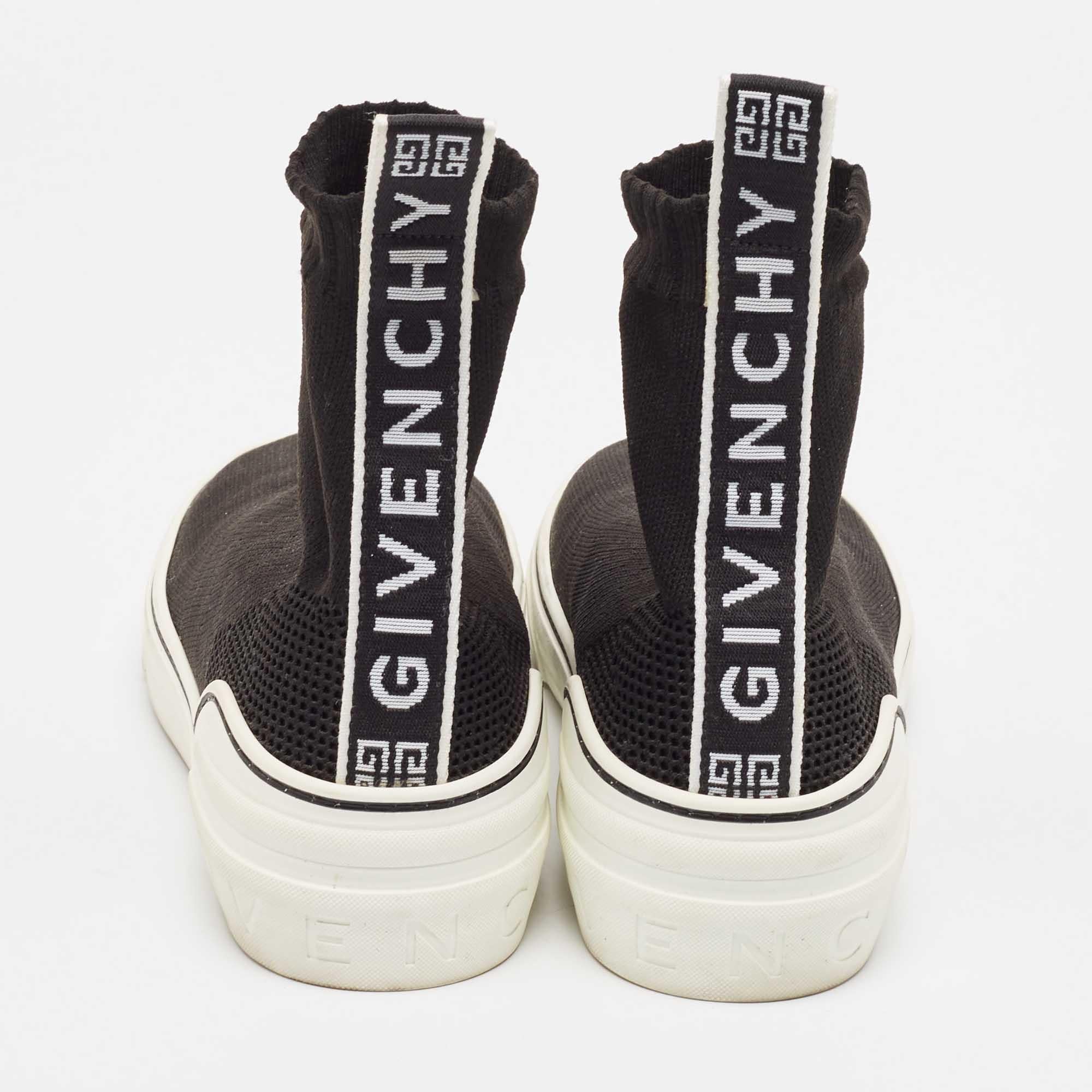 Givenchy Black/White Knit Fabric George V Slip On Sneakers Size 39 1