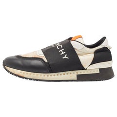 Givenchy Black/White Leather and Mesh Runner Active Sneakers Size 44