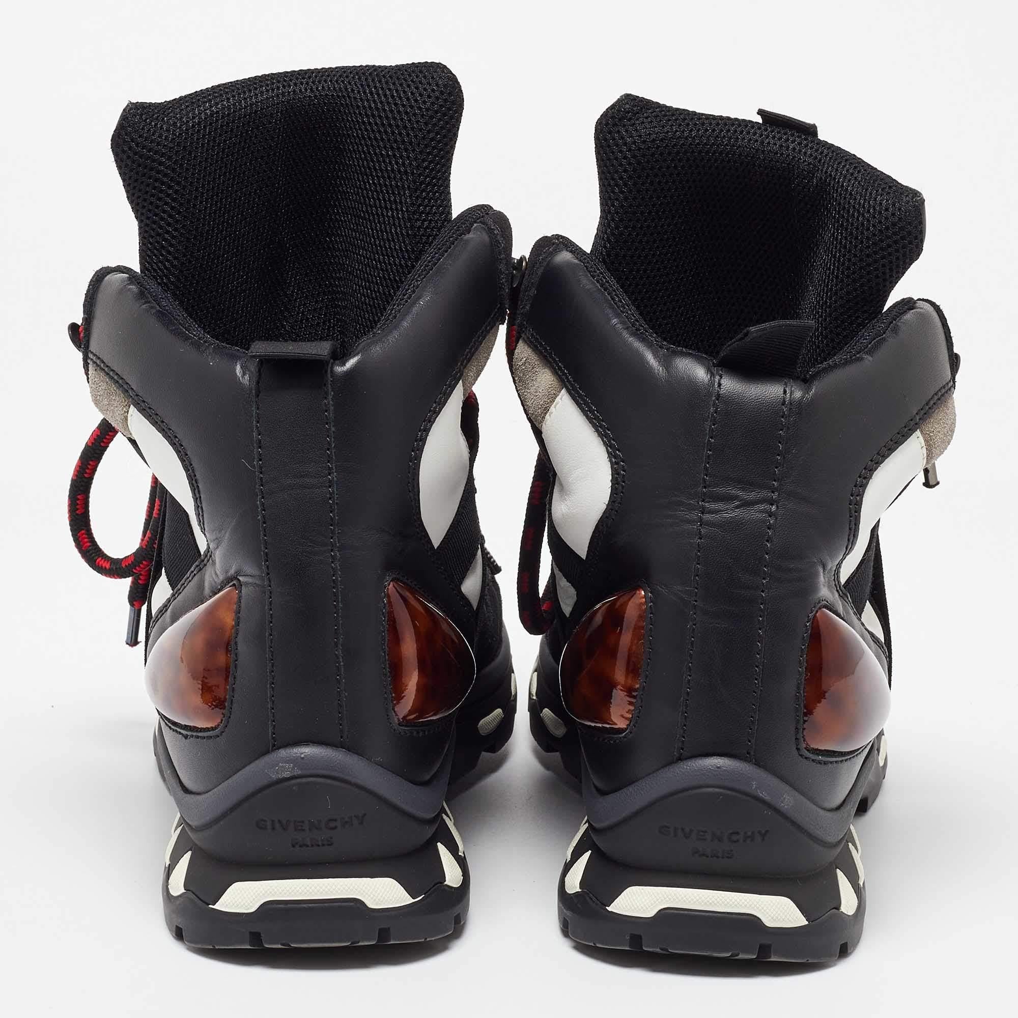 Givenchy Black/White Leather and Suede Hiker High Top Sneakers Size 42 For Sale 1