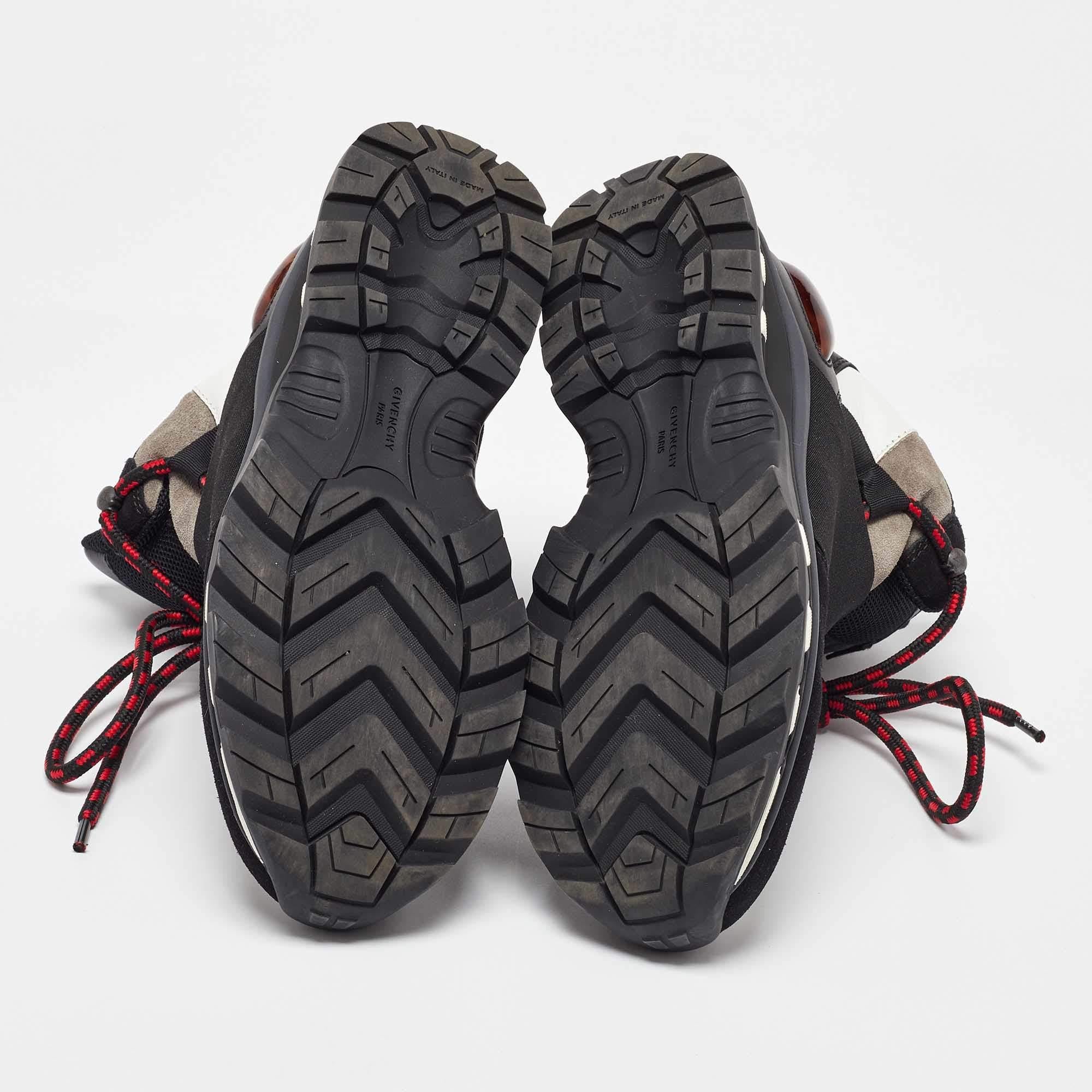 Givenchy Black/White Leather and Suede Hiker High Top Sneakers Size 42 For Sale 2