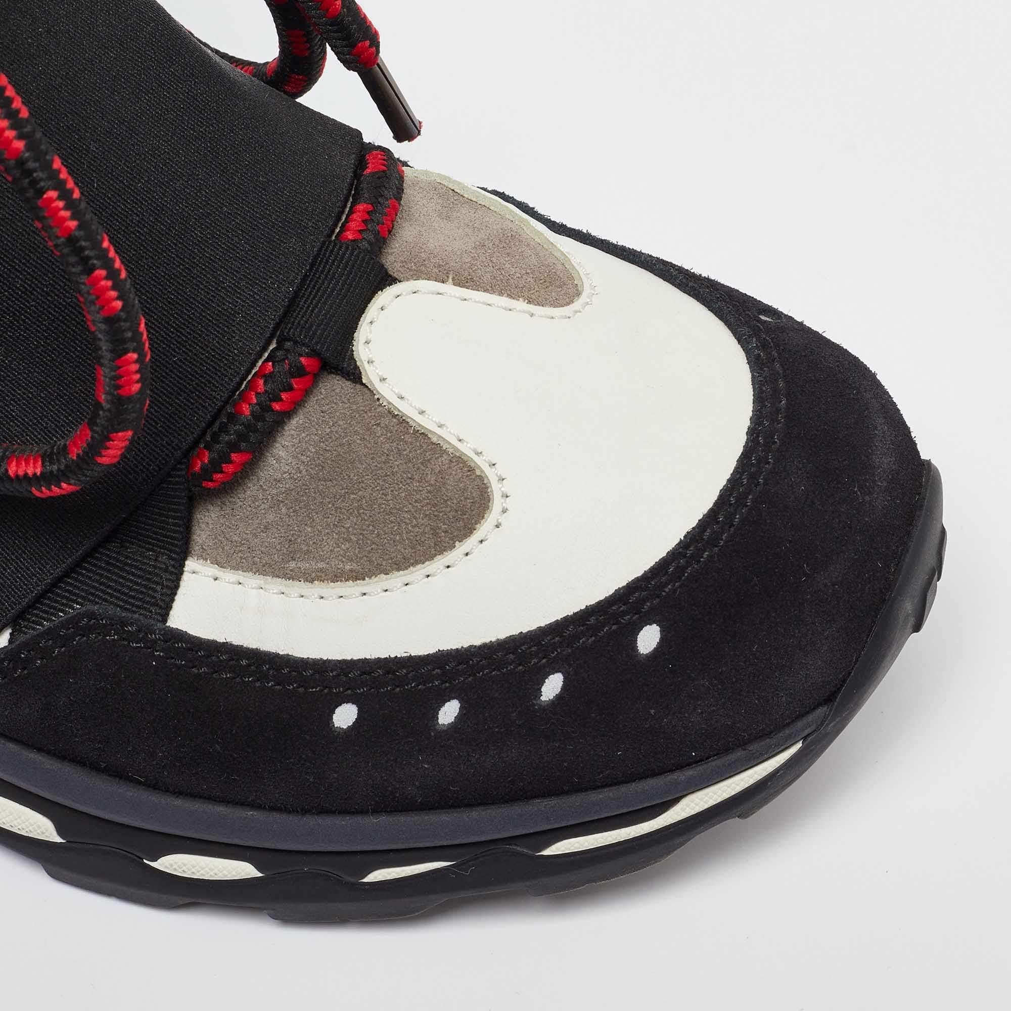 Givenchy Black/White Leather and Suede Hiker High Top Sneakers Size 42 For Sale 3