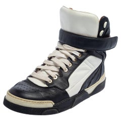Used Givenchy Black/White Leather High Top Sneakers Size 38