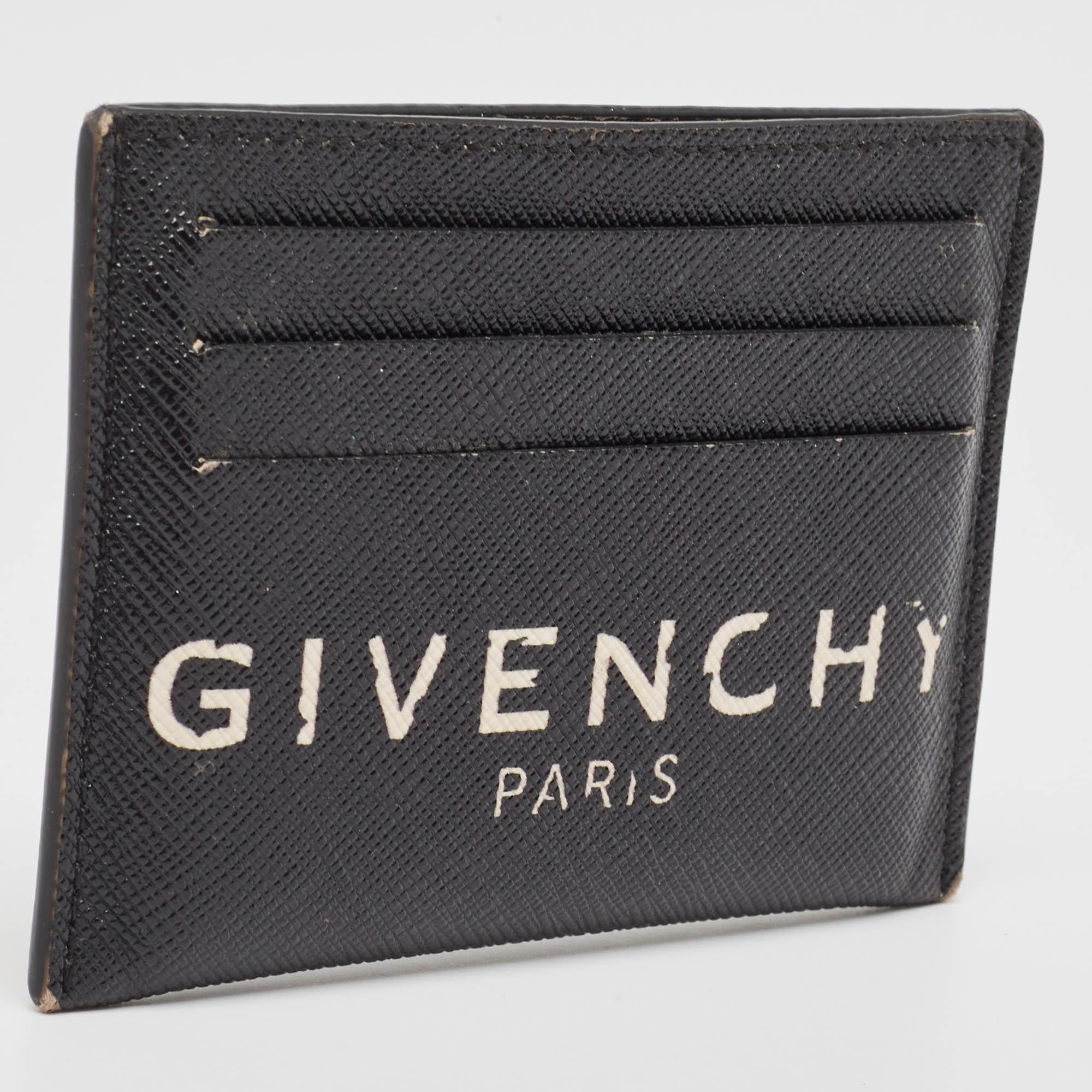 Women's Givenchy Black/White Leather Logo Card Holder For Sale