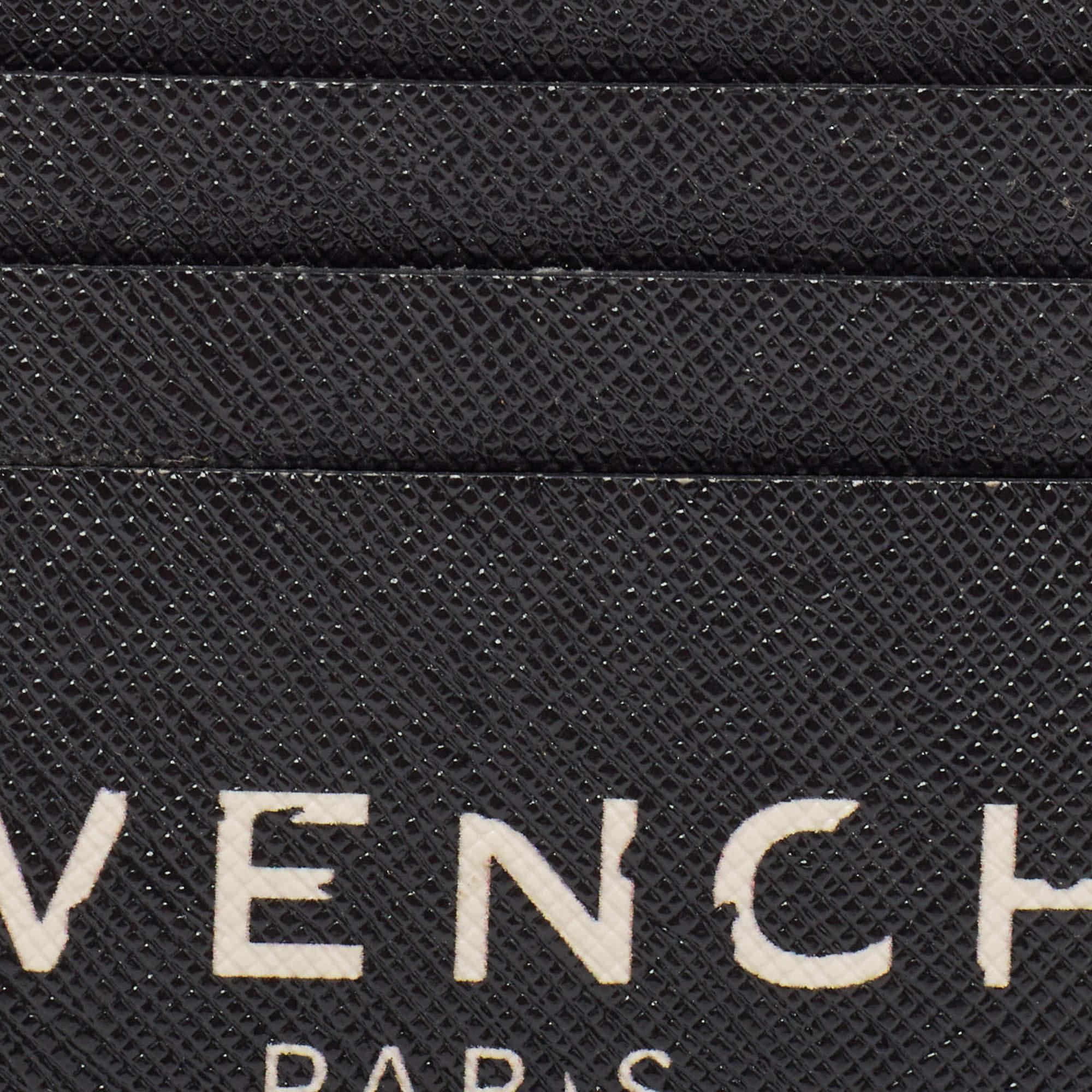 Givenchy Black/White Leather Logo Card Holder For Sale 2