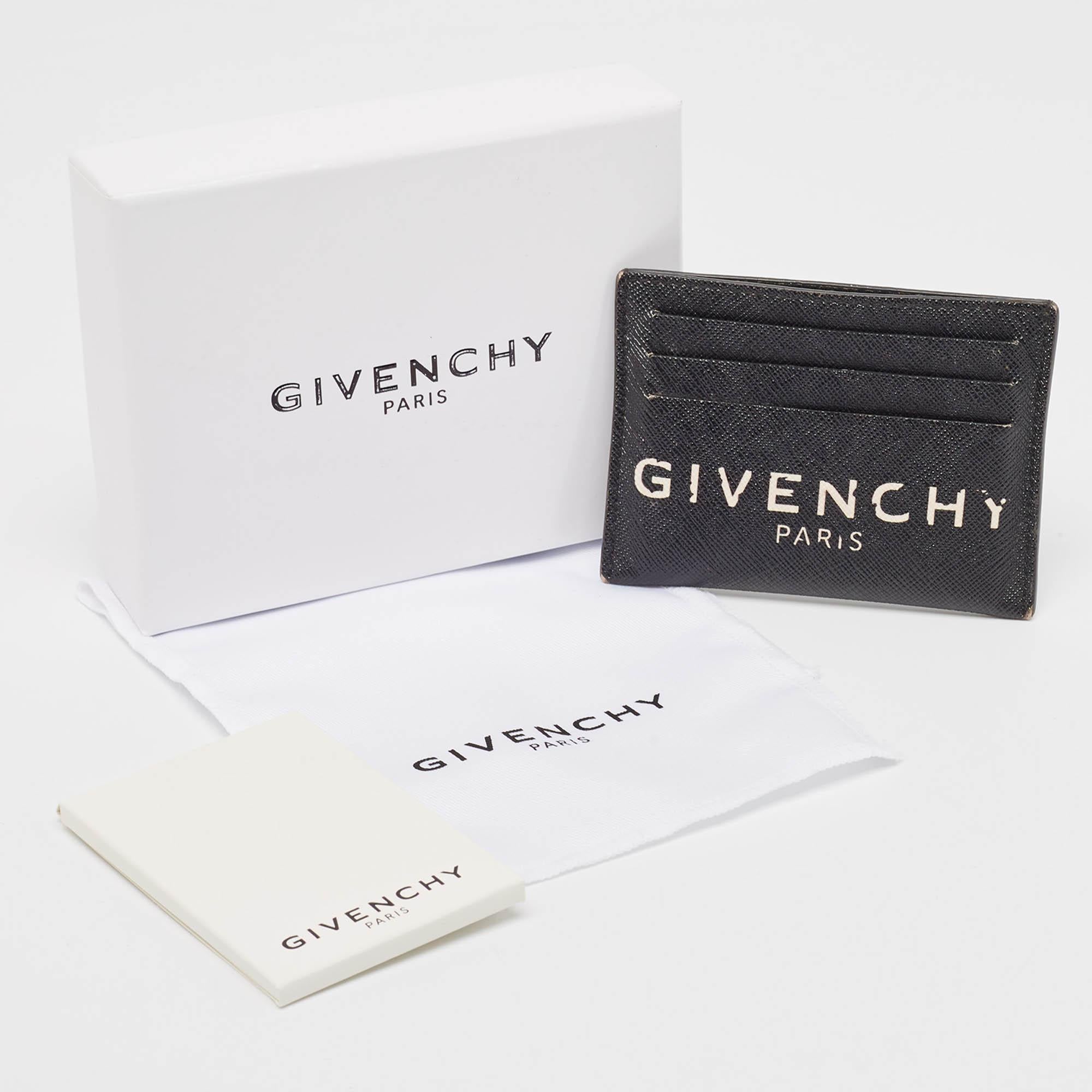 Givenchy Black/White Leather Logo Card Holder For Sale 3