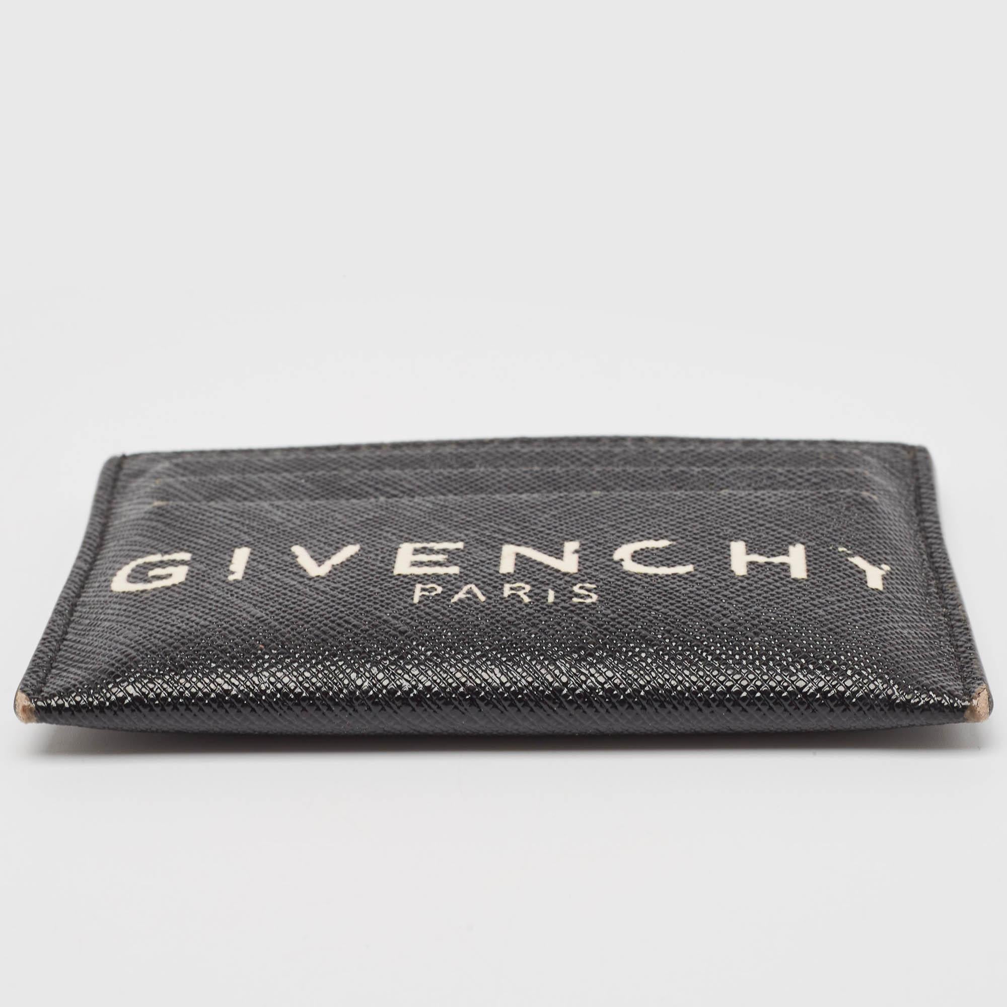 Givenchy Black/White Leather Logo Card Holder For Sale 4
