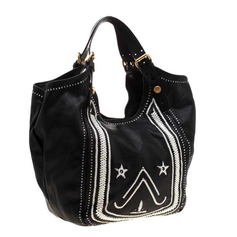 Women's Givenchy Black/White Leather New Sacca Hobo