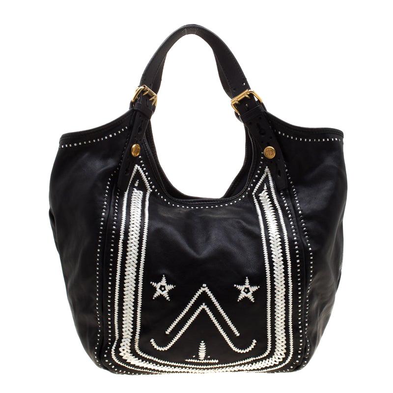 Givenchy Black/White Leather New Sacca Hobo
