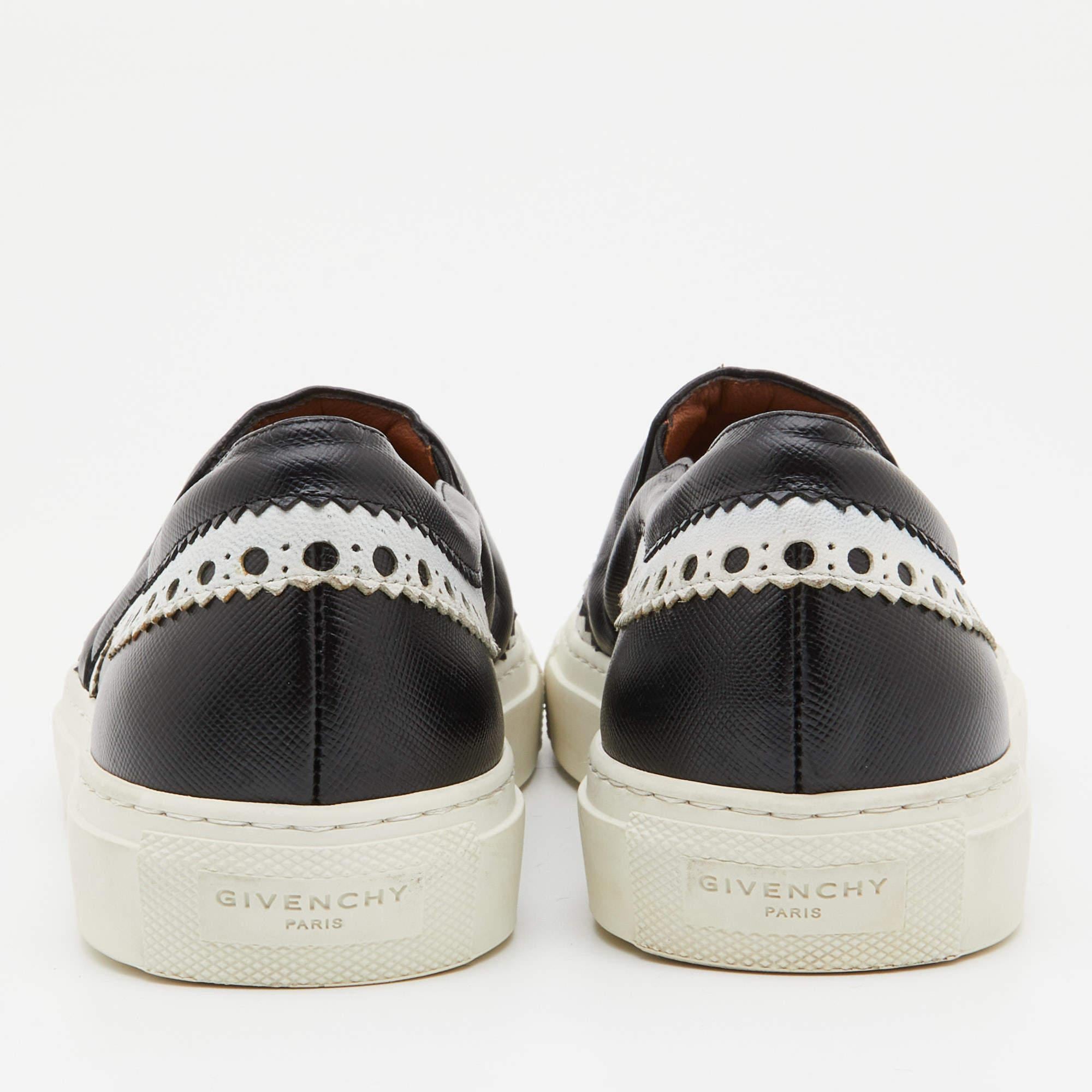 Women's Givenchy Black/White Leather Slip On Sneakers Size 36 For Sale