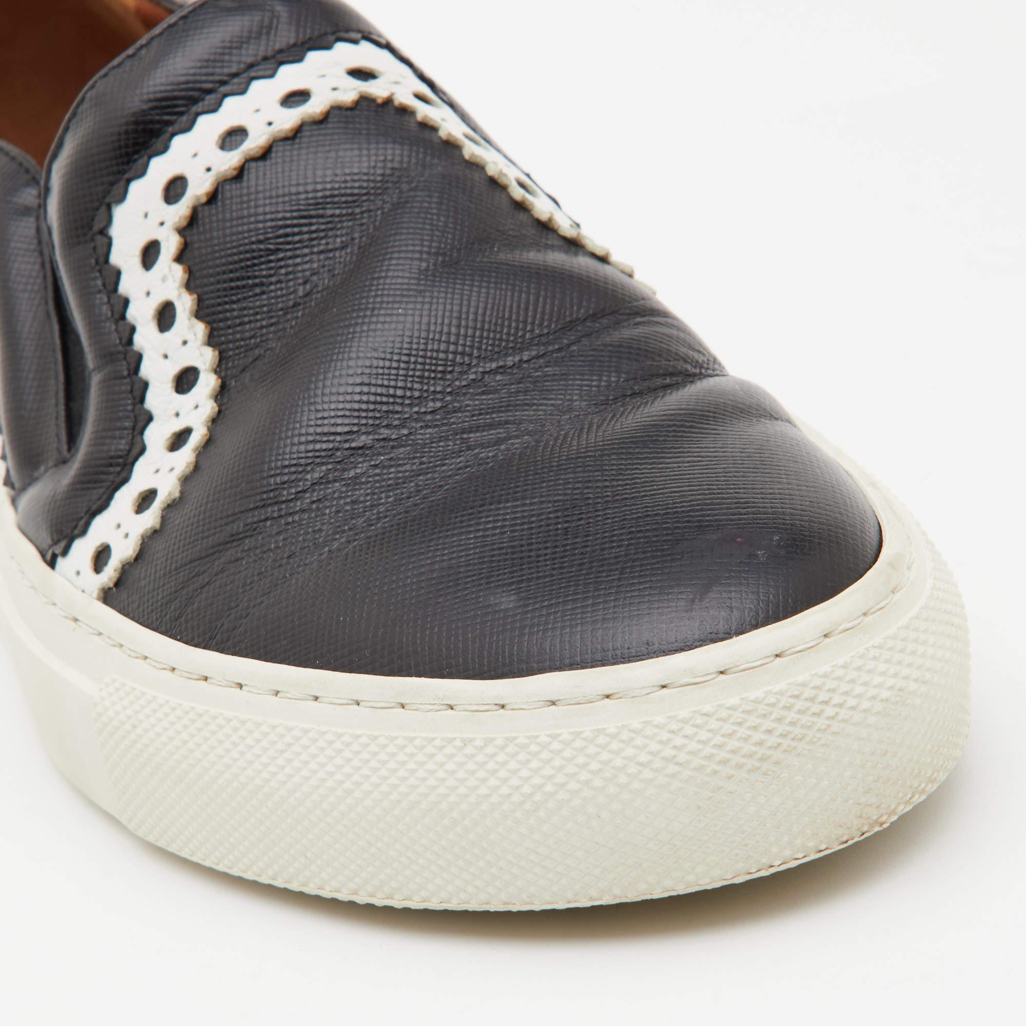 Givenchy Black/White Leather Slip On Sneakers Size 36 For Sale 2