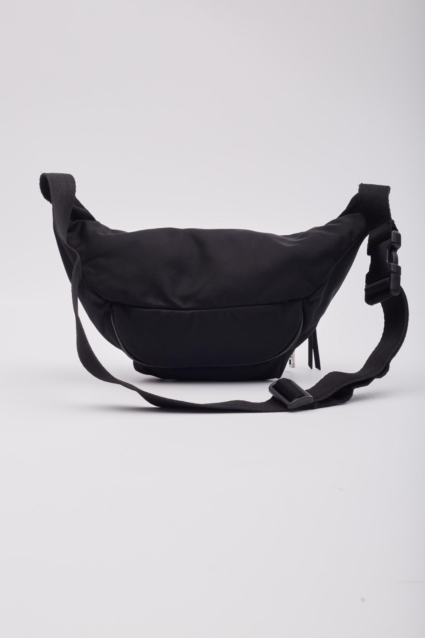 Men's Givenchy Black White Nylon Log Print Bum Belt Bag For Sale