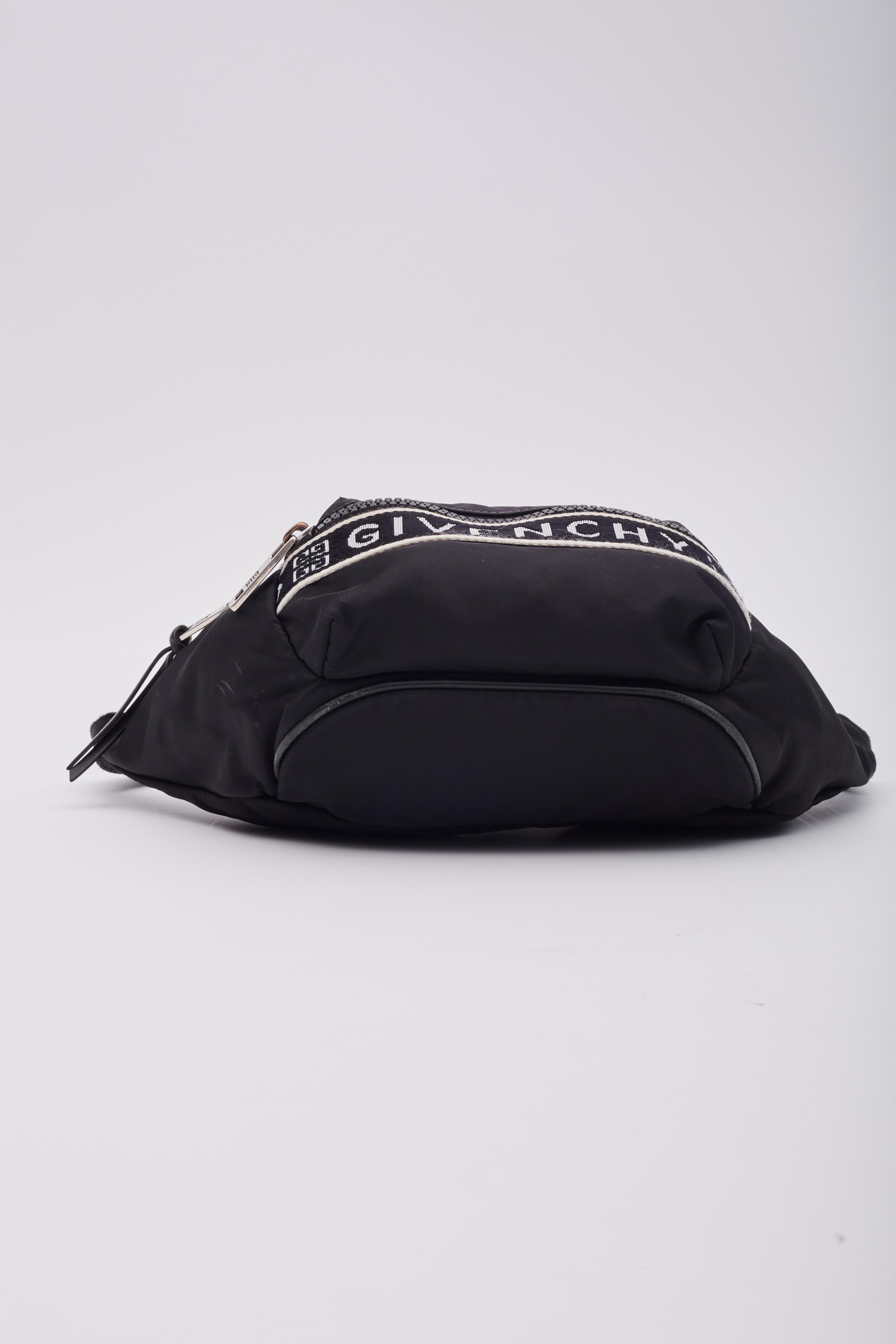Givenchy Black White Nylon Log Print Bum Belt Bag For Sale 1