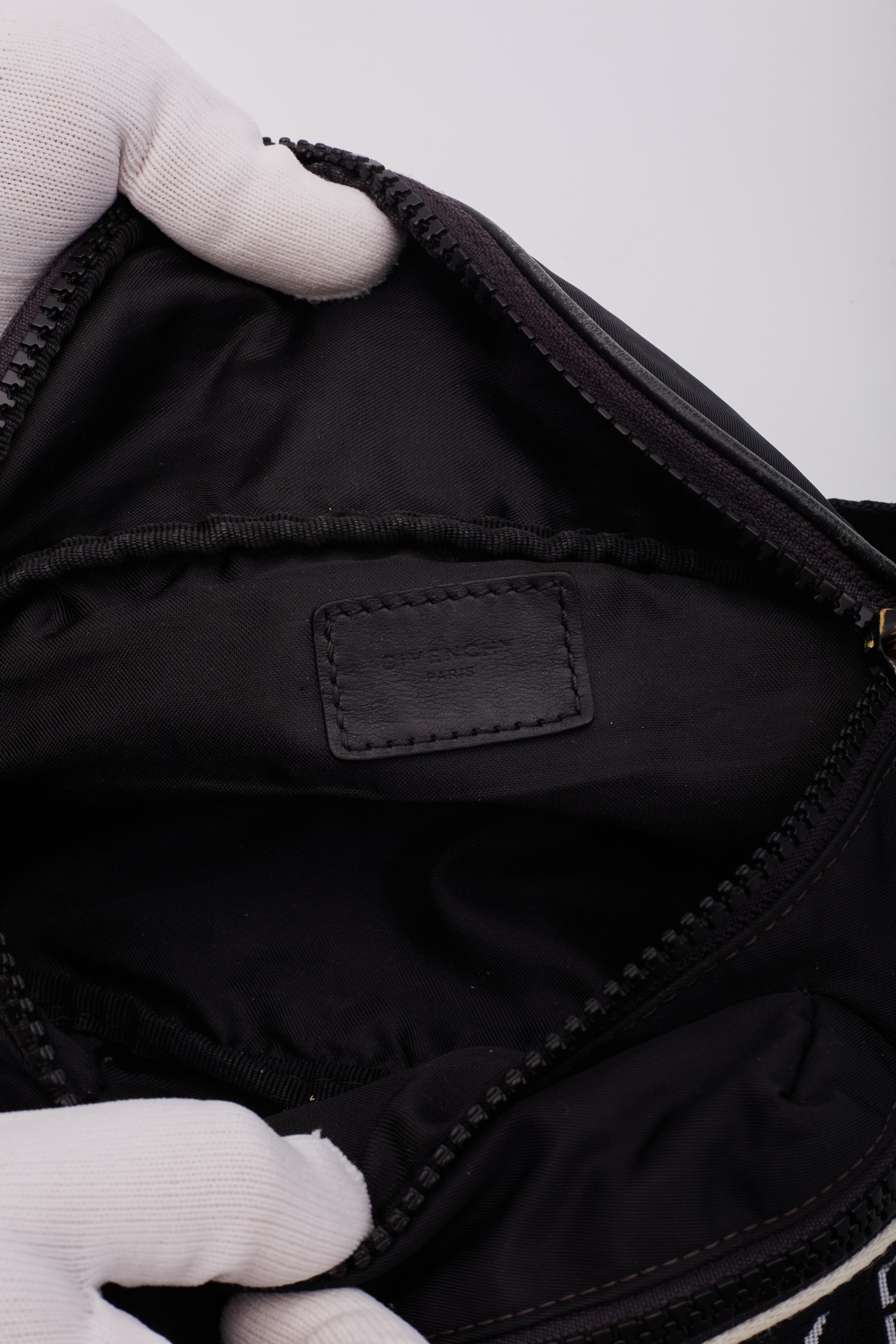 Givenchy Black White Nylon Log Print Bum Belt Bag For Sale 3