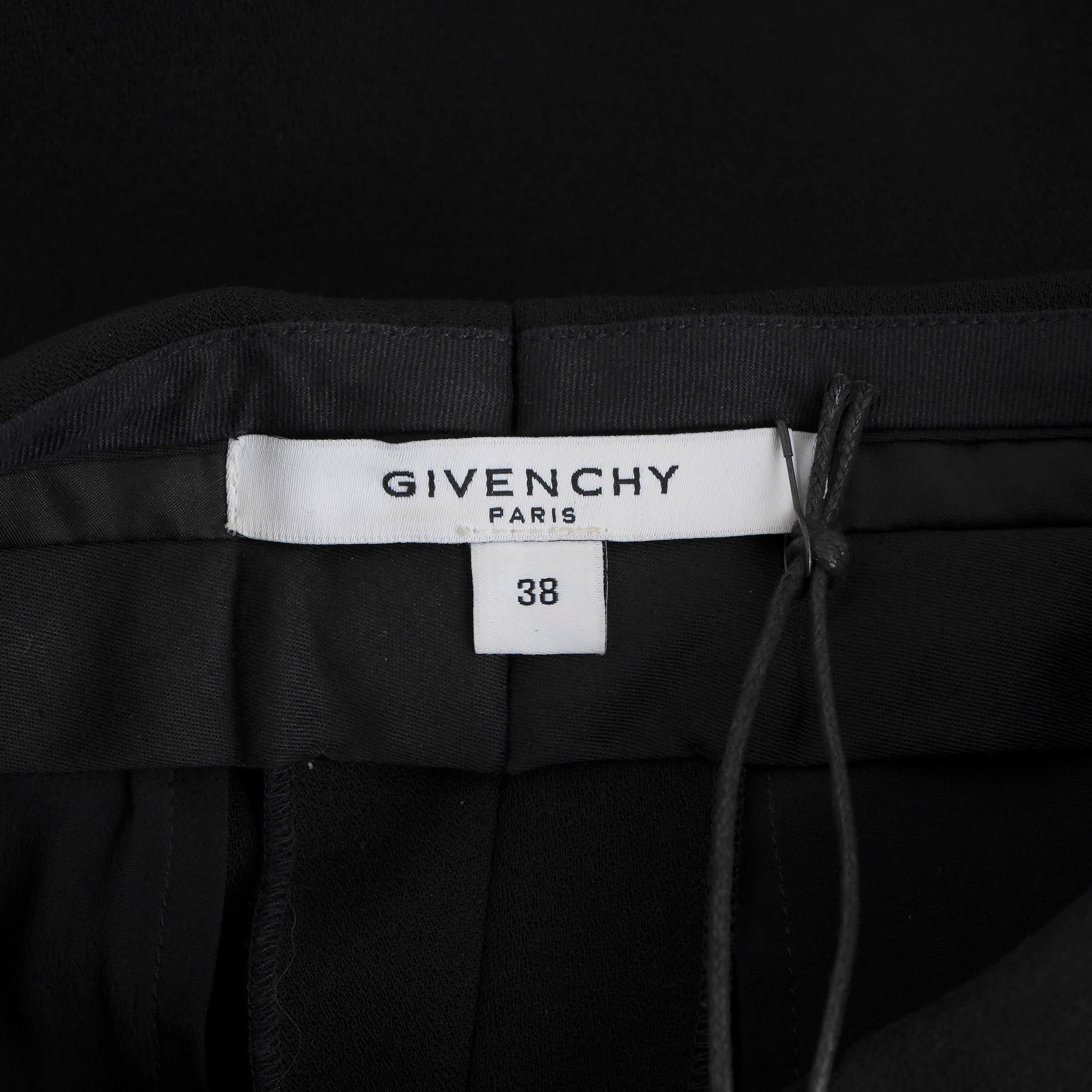 Women's GIVENCHY black wool 2016 PLEATED Pants 38 S For Sale