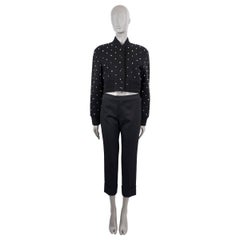 GIVENCHY black wool 2022 PEARL EMBELLISHED Bomber Jacket S