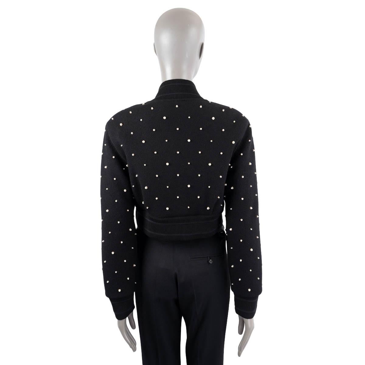 GIVENCHY black wool 2022 PEARL EMBELLISHED Bomber Jacket S For Sale 1