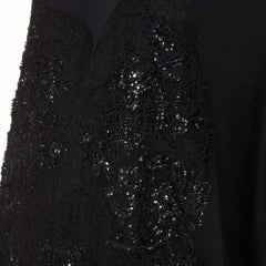 GIVENCHY black wool blend sequin lace embellished knit turtleneck tunic top M