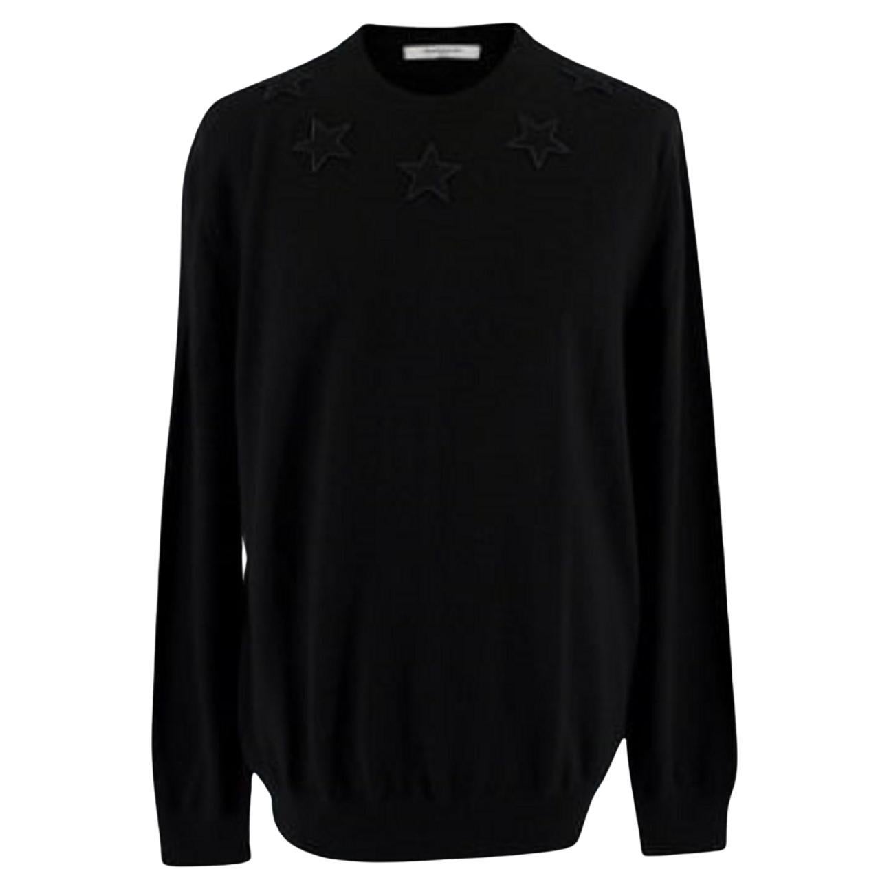 Givenchy Black Wool Knit Star Jumper For Sale