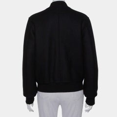 Givenchy Black Wool Love Printed Bomber Jacket M