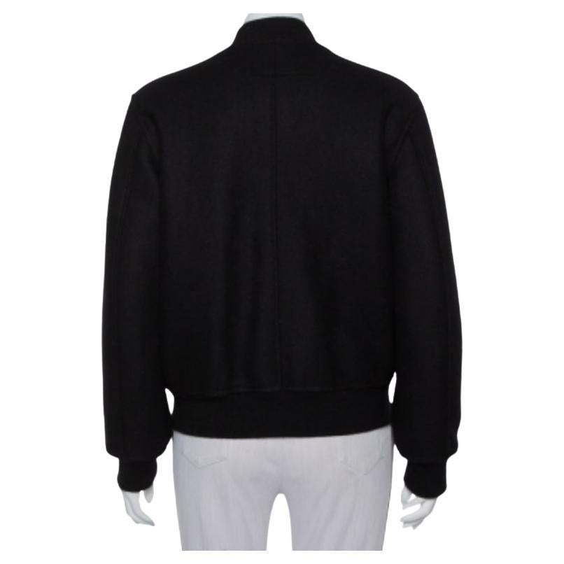 Givenchy Black Wool Love Printed Bomber Jacket M In Good Condition For Sale In Dubai, Al Qouz 2