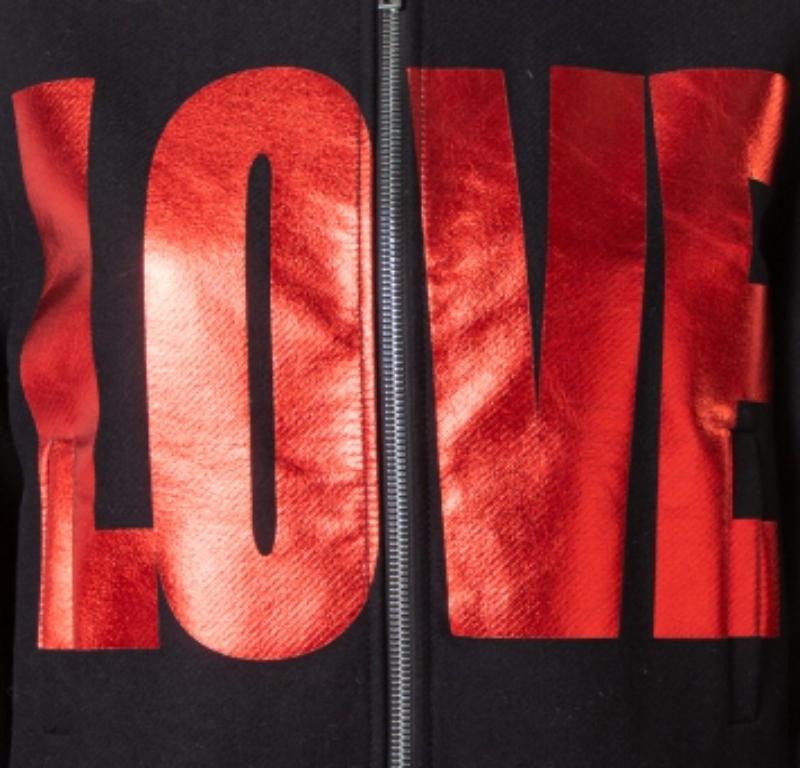 Women's Givenchy Black Wool Love Printed Bomber Jacket M For Sale